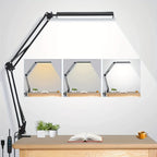 Lampe de bureau LED à pince, bras articulé noir et barre de 33 cm