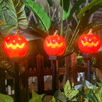 Balise solaire citrouille en résine sur piquet, 39 cm, Halloween