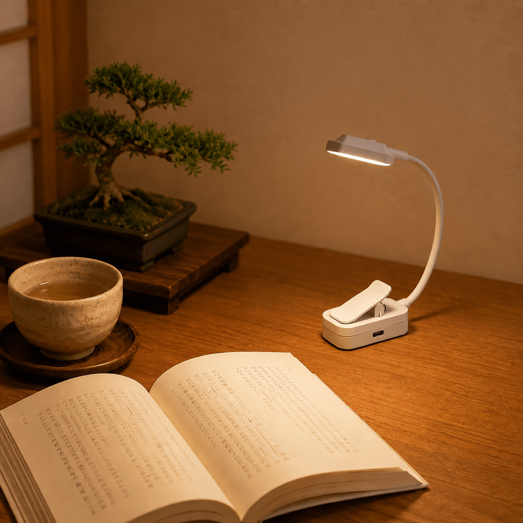Lampe de lecture à pince col de cygne 14,5 cm, à poser ou clipser