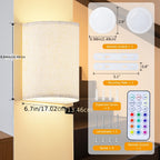 Applique murale LED sans fil en lin, lot de 2 demi-cylindres RVB