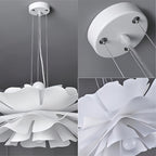 Suspension lotus à pétales blancs superposés, Ø 50 cm, douille E27