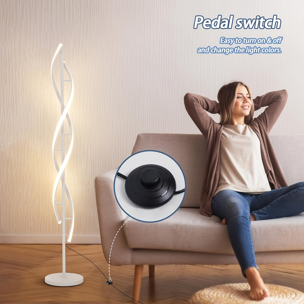 Lampadaire LED double hélice noir ou blanc, télécommande, 152 cm