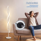 Lampadaire LED double hélice noir ou blanc, télécommande, 152 cm