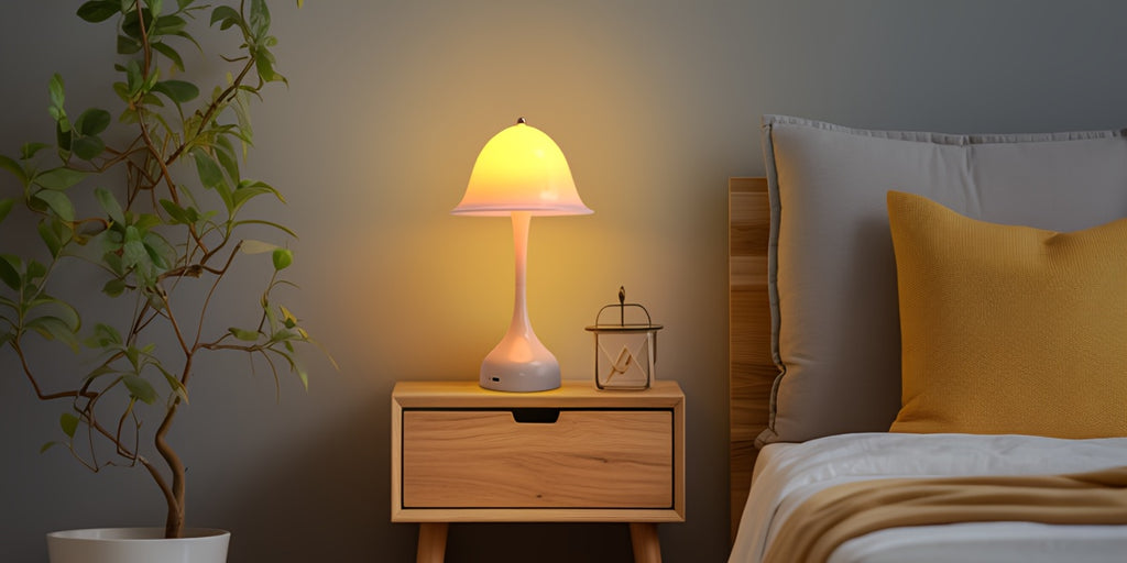 Lot de 2 lampes champignon sans fil blanches, tactiles, 24,5 cm