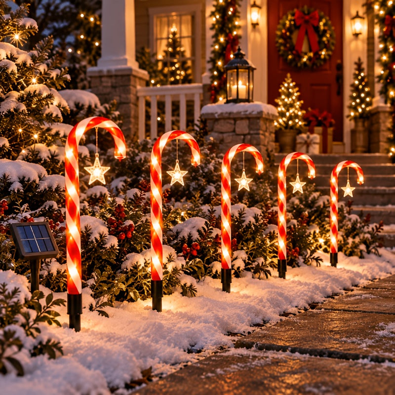 Ensemble de 5 guirlandes lumineuses de Noël en forme de canne