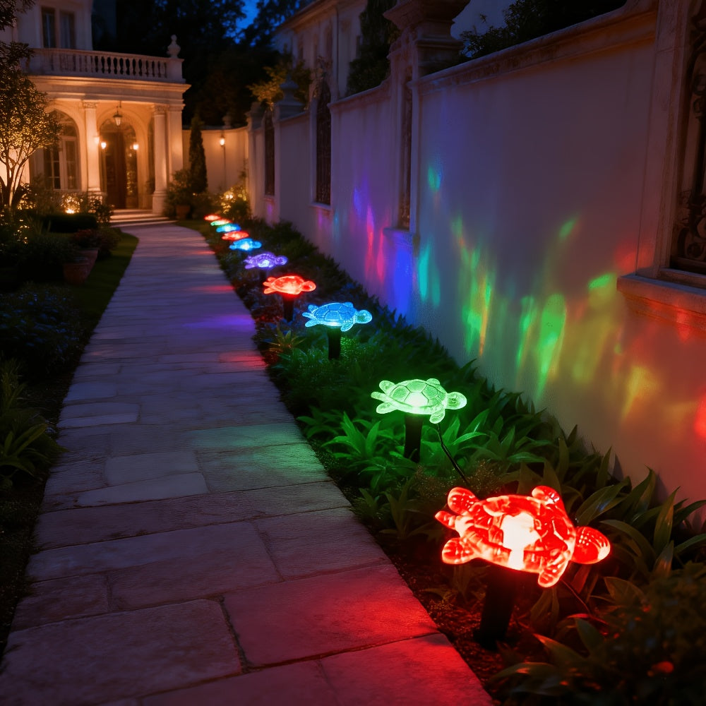 Guirlande solaire à piquets en forme de tortue, 10 ou 20 lumières
