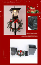 Lampadaire solaire de Noël 150 cm avec couronne et jardinière