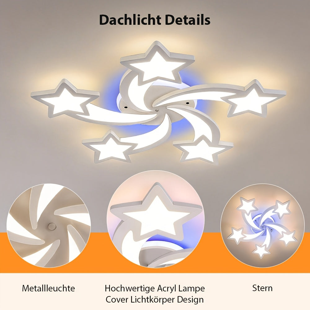 Plafonnier LED étoiles filantes Ø 70 cm, éclairage RVB et télécommande