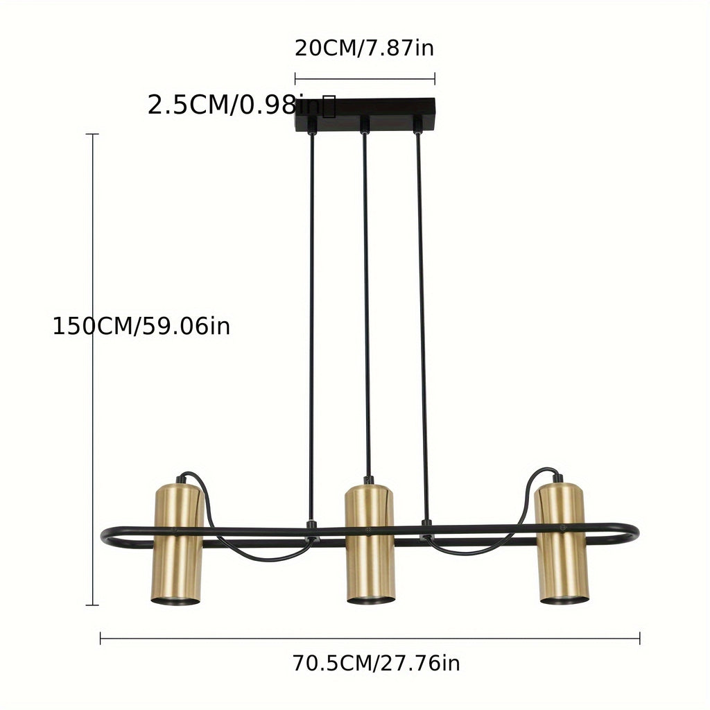 Suspension 3 spots GU10 dorés orientables sur cadre ovale noir