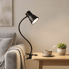 Lampe à pince noire à col de cygne de 40 cm, couture et lecture