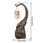 Lampe solaire d'extérieur éléphant en résine dorée, globe craquelé