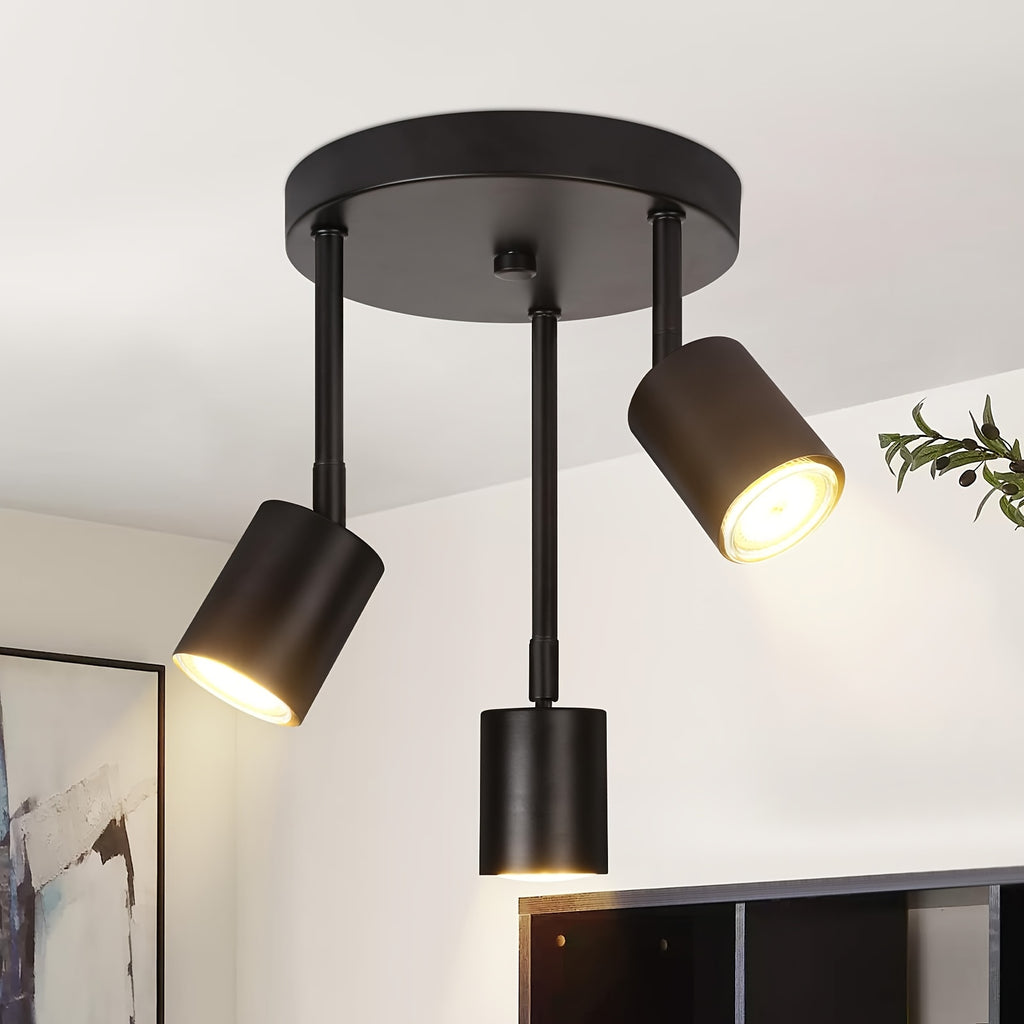 Plafonnier noir à spots GU10 en cascade, 3 ou 4 têtes orientables