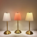 Lampe de table sans fil plissée sur dôme doré, tactile, 6 coloris
