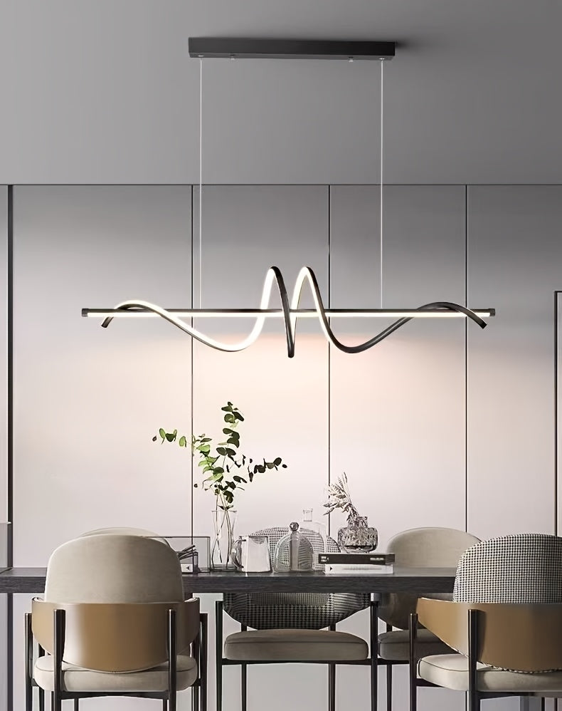 Suspension LED en forme de vague, dorée ou noire