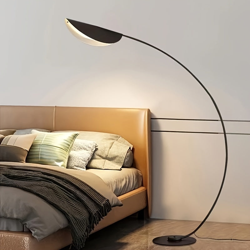 Lampadaire arc noir à abat-jour feuille, 200 cm, douille E27