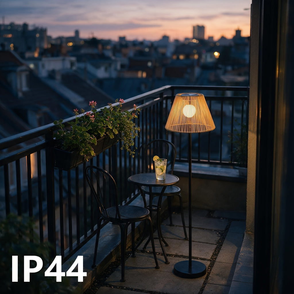 Lot de 2 lampadaires solaires effet rotin, hauteur réglable, IP44