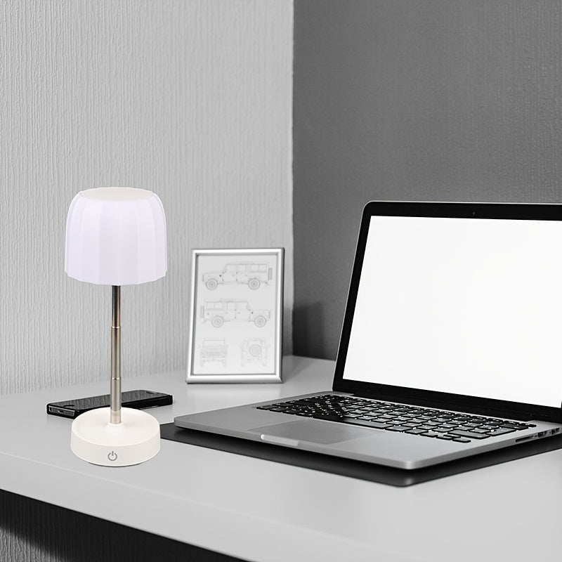 Lampe de chevet sans fil réglable en hauteur, abat-jour côtelé