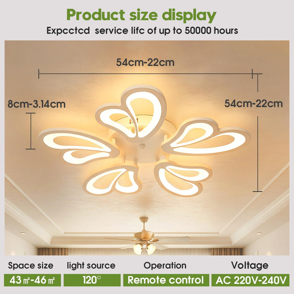 Plafonnier LED fleur à pétales en cœur blanc Ø 54 cm, 7000 lumens