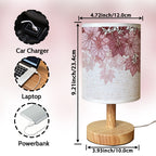 Lampe de chevet en tissu à feuilles d'érable roses, USB, 23,4 cm
