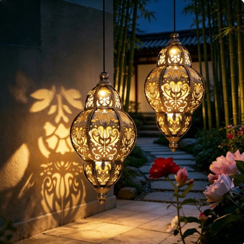Suspension solaire marocaine en métal ajouré, lot de 2, 67 cm