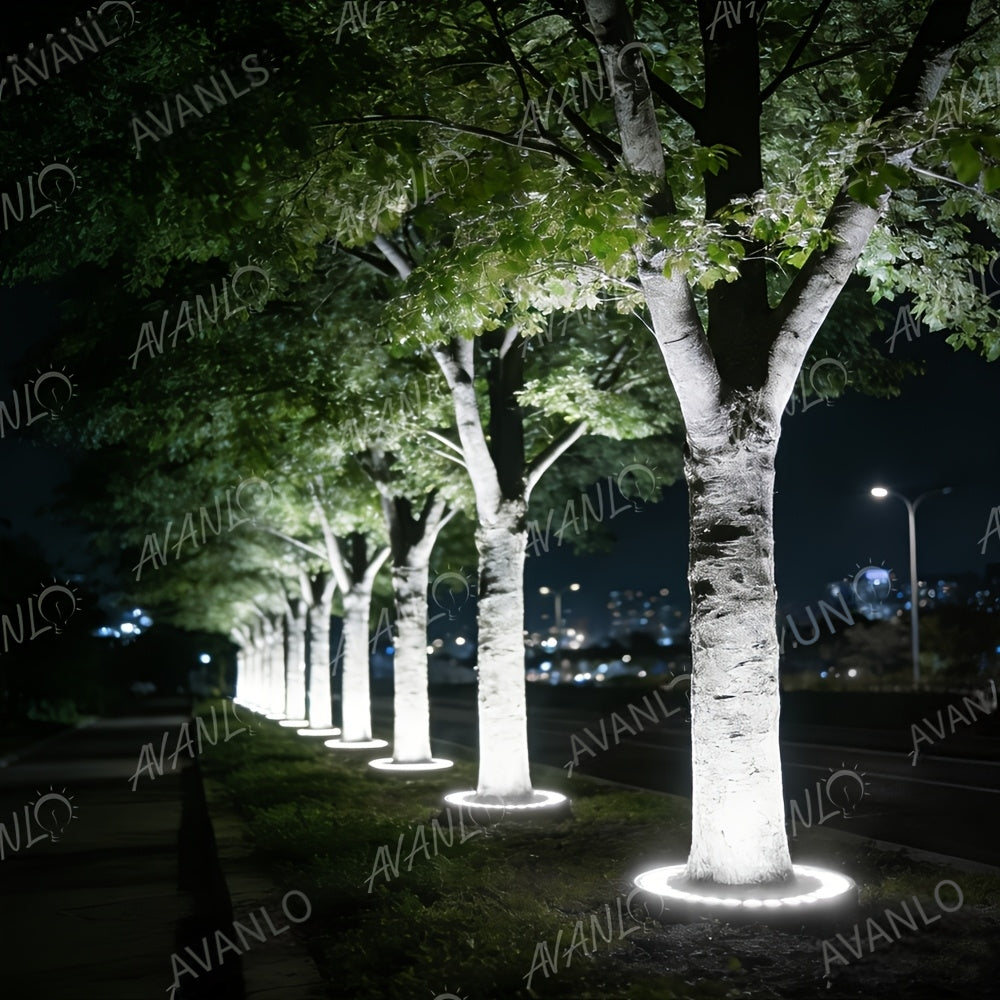 Spot extérieur en anneau LED pour tronc d'arbre, aluminium IP65