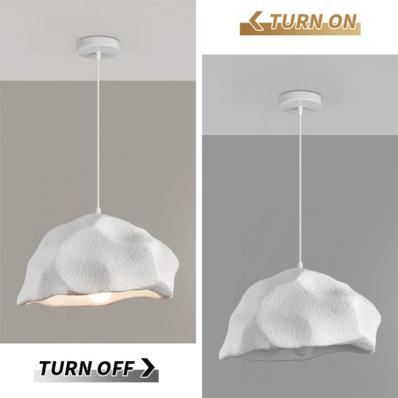 Suspension effet roche blanche texturée, 45 cm, esprit japonais