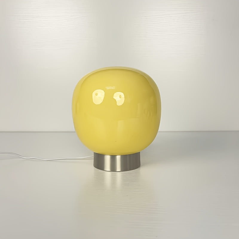 Lampe de chevet globe en verre coloré, socle métal, USB, 19 cm