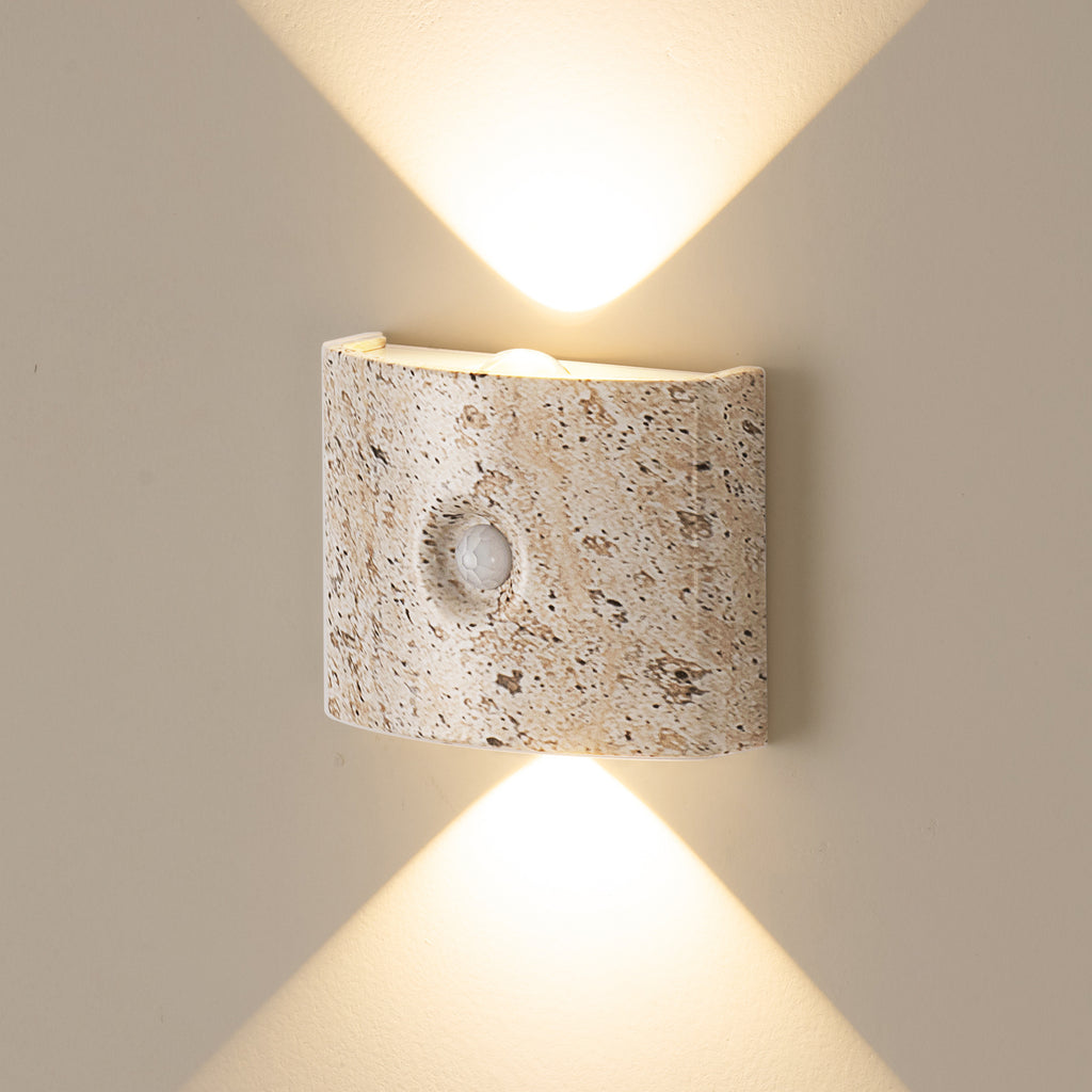 Applique murale LED à détecteur rectangulaire, effet bois ou pierre
