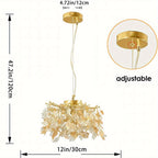 Lustre doré à feuilles d'érable en cristal, Ø 30 cm, douilles G9