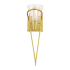 Applique murale dorée en V et cône de verre transparent, 50 cm