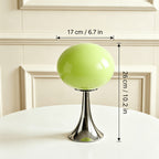Lampe champignon en verre ovale sur pied chromé, USB, 3 teintes