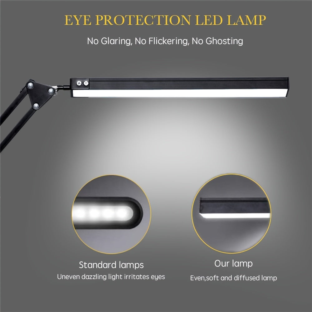 Lampe d'architecte à pince LED, bras métal blanc ou noir, USB
