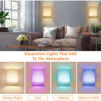 Applique murale LED sans fil en lin, lot de 2 demi-cylindres RVB