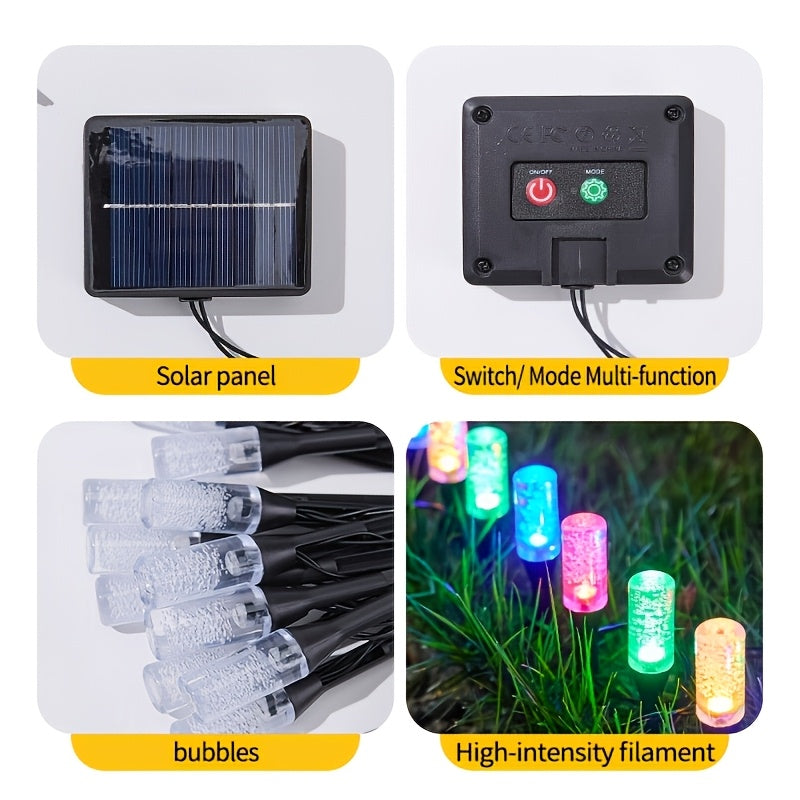Guirlande solaire de piquets à bulles pour allée, 10 à 30 lumières