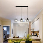 Suspension 3 cages noires sur barre de 50 cm, style industriel