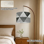 Abat-jour tambour triangles géométriques gris effet bois, Ø 33 cm
