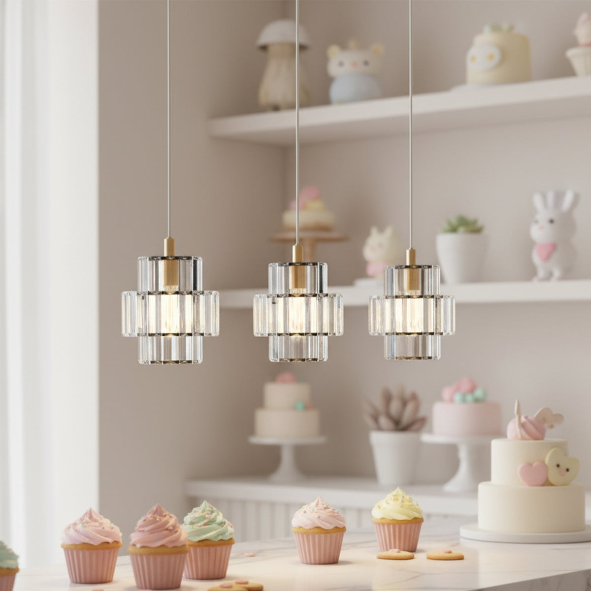Abat-jour en prismes de verre façon petit lustre