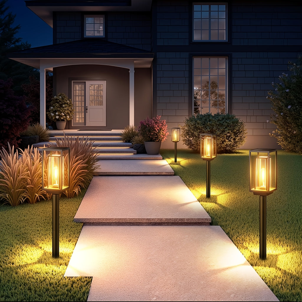 Lanterne solaire de jardin sur piquet 72 cm à filament, lot de 4
