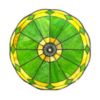 Verre de remplacement en vitrail vert et jaune ambré, Ø 30 cm