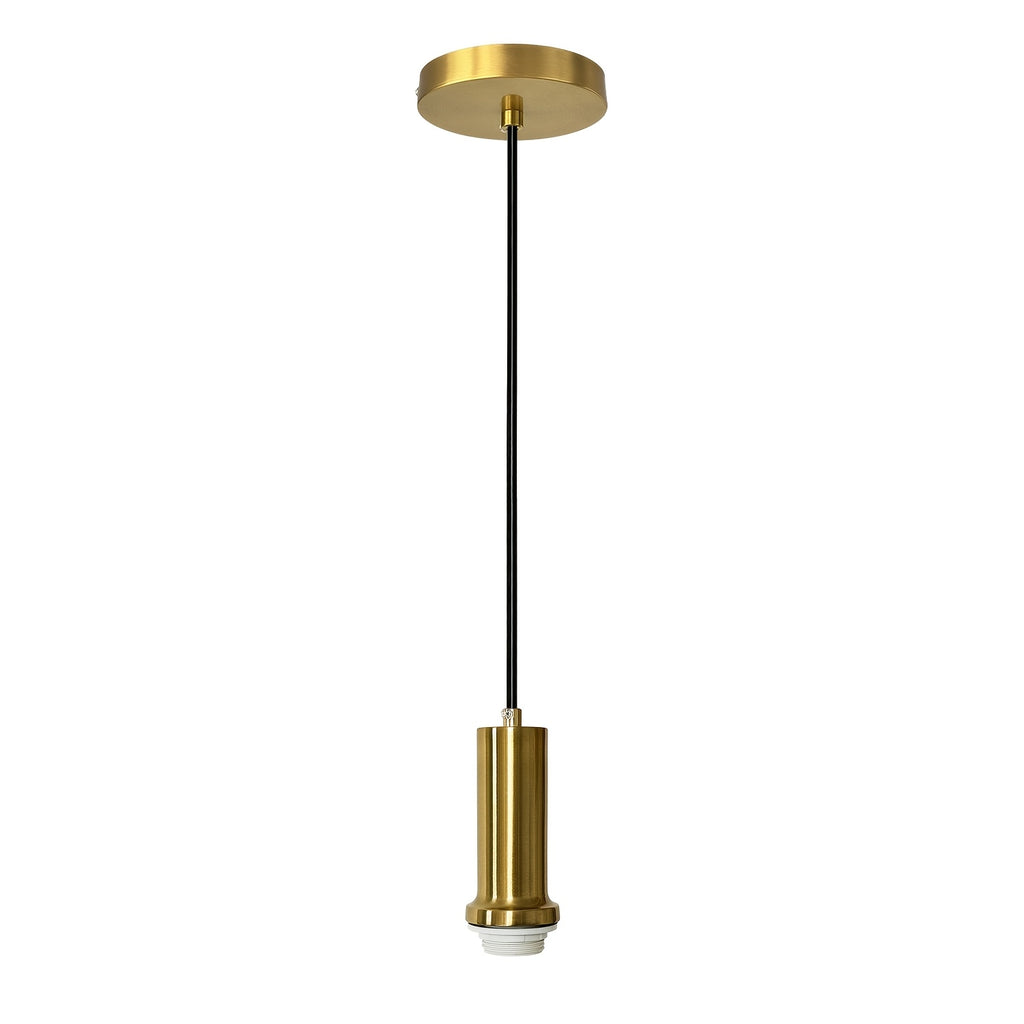 Suspension douille dorée brossée, câble 120 cm et rosace Ø 12 cm