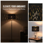 Lot de 2 abat-jour tambour noirs ajourés, intérieur doré et lyre