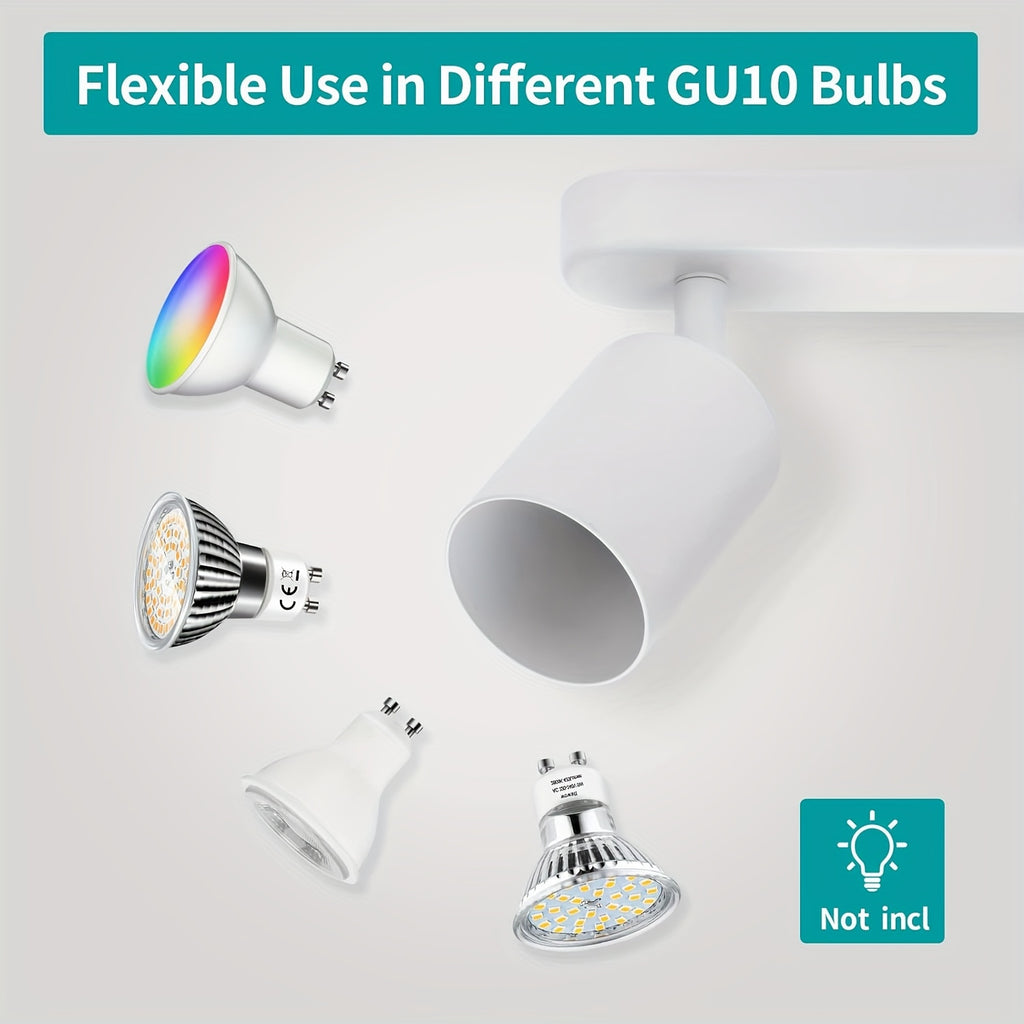 Spot de plafond 4 cylindres blancs orientables, barre 55 cm, GU10