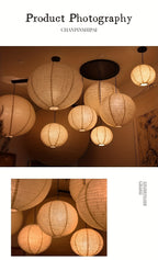 Abat-jour boule en toile de ramie pour suspension, Ø 30 à 50 cm