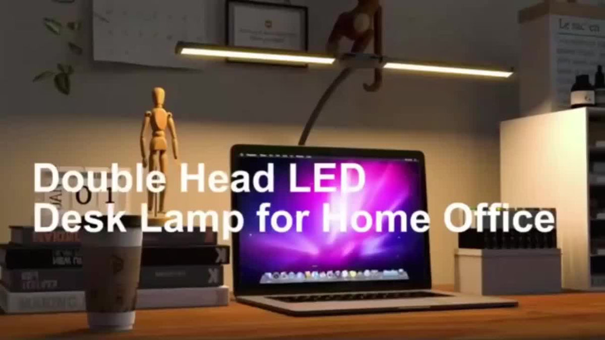 Lampe de bureau à pince à double tête LED de 61 cm, tactile, USB