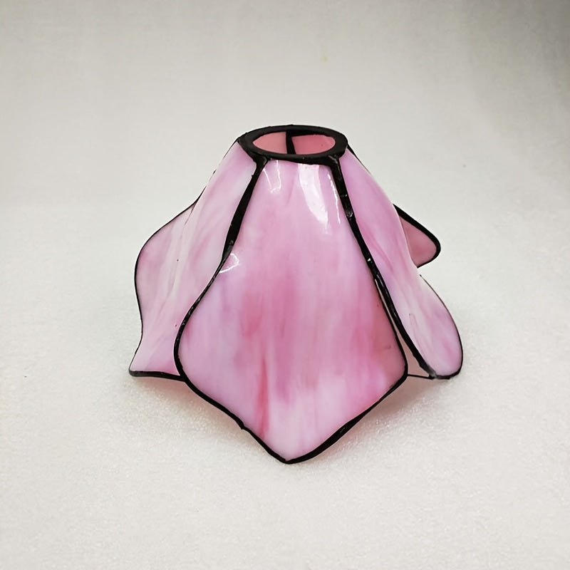 Verre de remplacement fleur en vitrail rose marbré, Ø 20,5 cm
