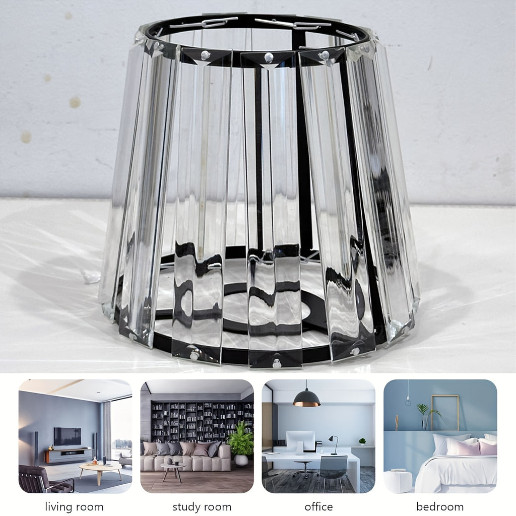 Petit abat-jour en prismes de cristal sur armature noire, Ø 12 cm