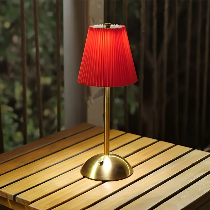 Paire de lampes sans fil plissées, socle doré en dôme, 30 cm
