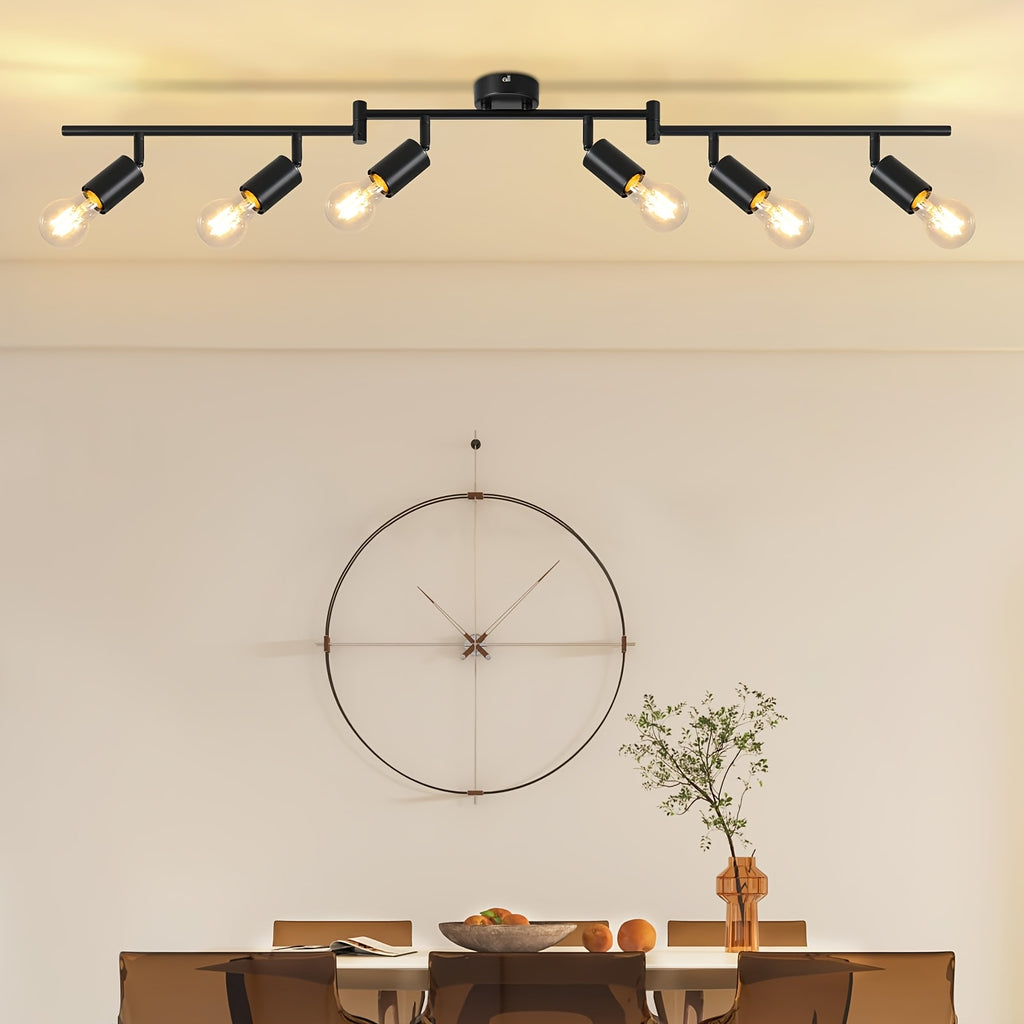 Plafonnier spots noir à douilles E27 orientables, de 2 à 6 lumières