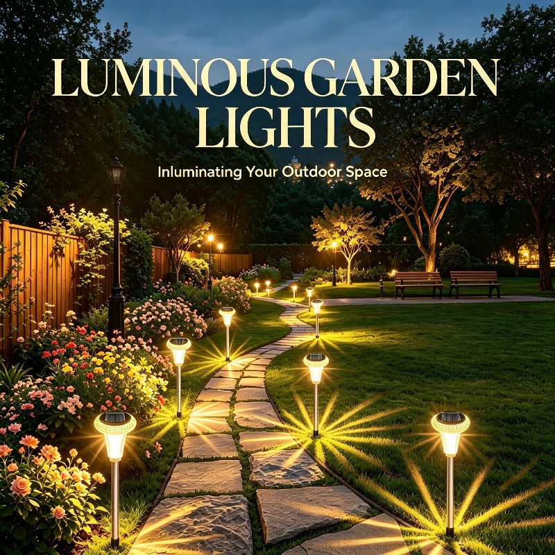 Lampe solaire de jardin à tête de cristal facetté, lumière blanche