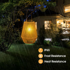 Lot de 2 lanternes solaires tressées effet rotin, 32 cm, IP65